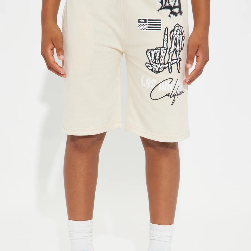Fashion Nova Kids Cream Graphic Shorts